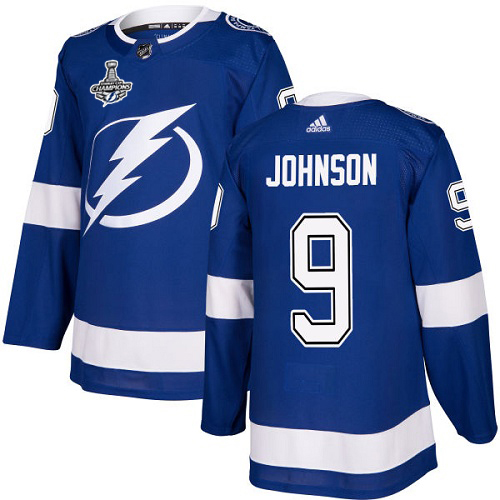 Men Adidas Tampa Bay Lightning #9 Tyler Johnson Blue Home Authentic 2020 Stanley Cup Champions Stitched NHL Jersey->tampa bay lightning->NHL Jersey